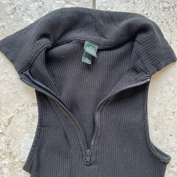 Target Black Wild Fable Collared Top Quarter Zip Down Sleeveless Mini Dress - Picture 2 of 3
